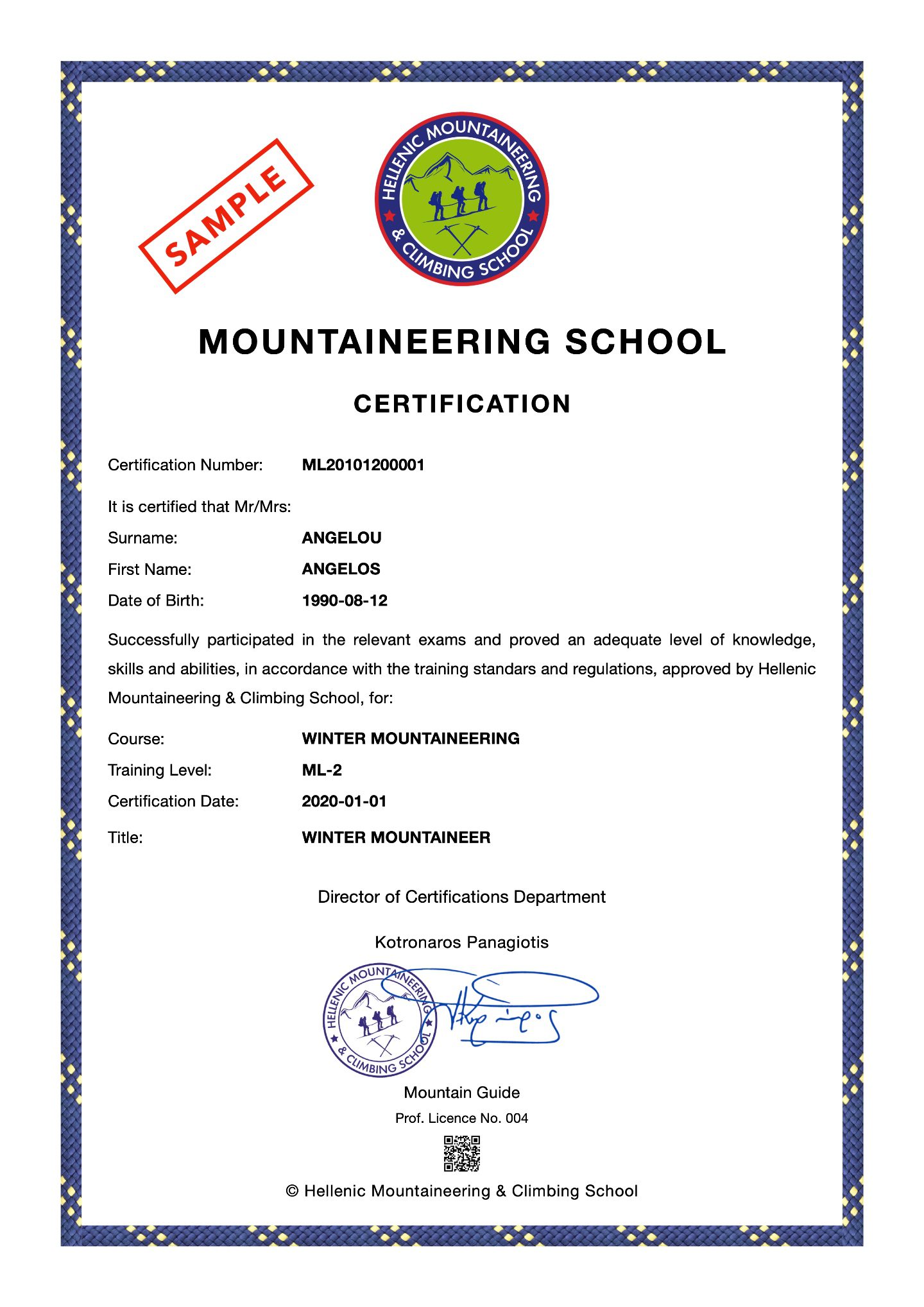 Mountaineering Training Certification HMCS ML2