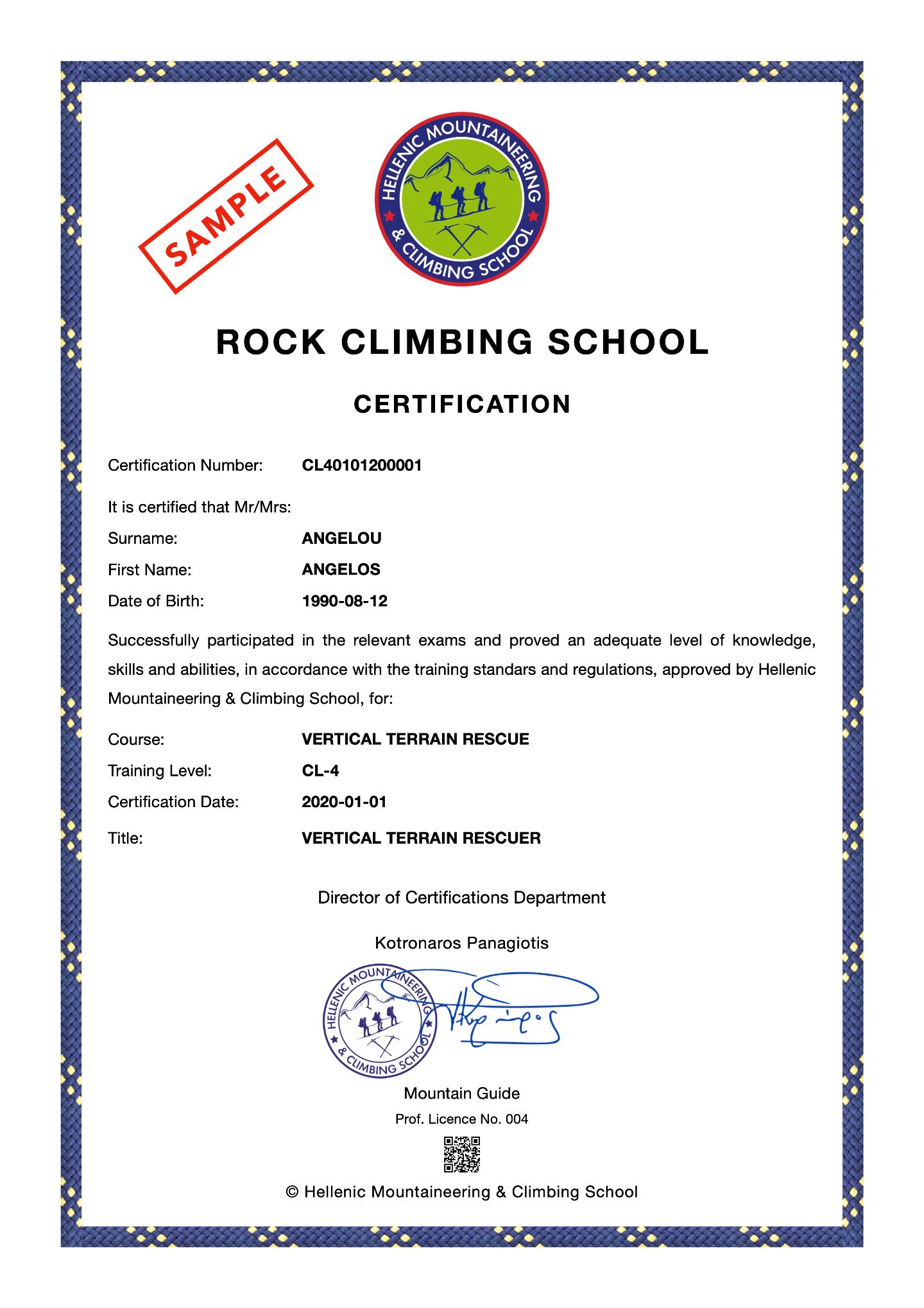 Rock Climbing Training Certification HMCS CL4